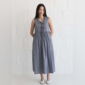 MOD REF DAISY TIE MIDI DRESS - STRIPE size M